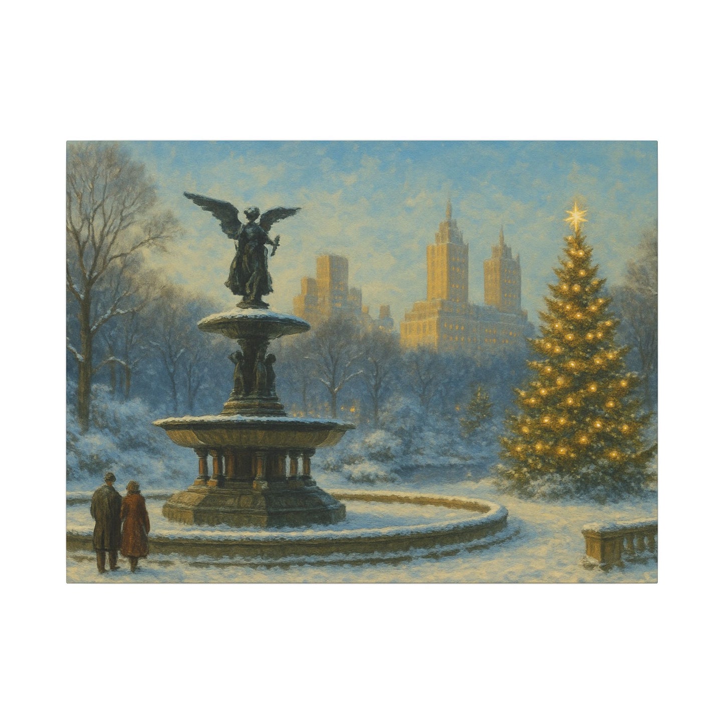 Vintage Christmas's Canvas, Bethesda Terrace Christmas Canvas Print, Central Park NYC  Art