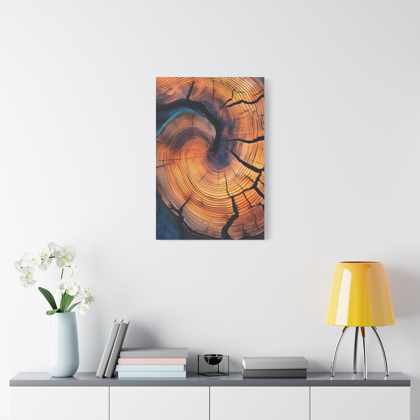 Colorful Wood Ring Canvas Wall Art, Abstract Tree Slice Print, Modern Rustic Decor, Vibrant Tree Rings Art on Canvas, Earthy Boho Wall Print