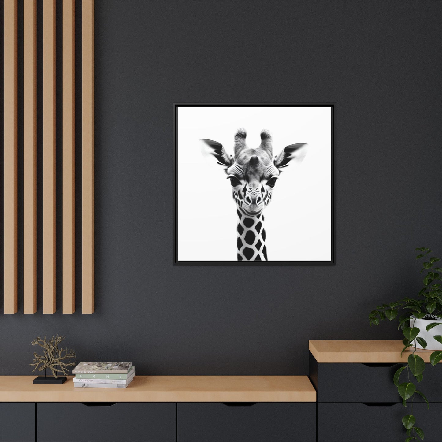 Baby Giraffe Wall Art Black & White Wildlife Photography Print, Cute Giraffe Lover Gift
