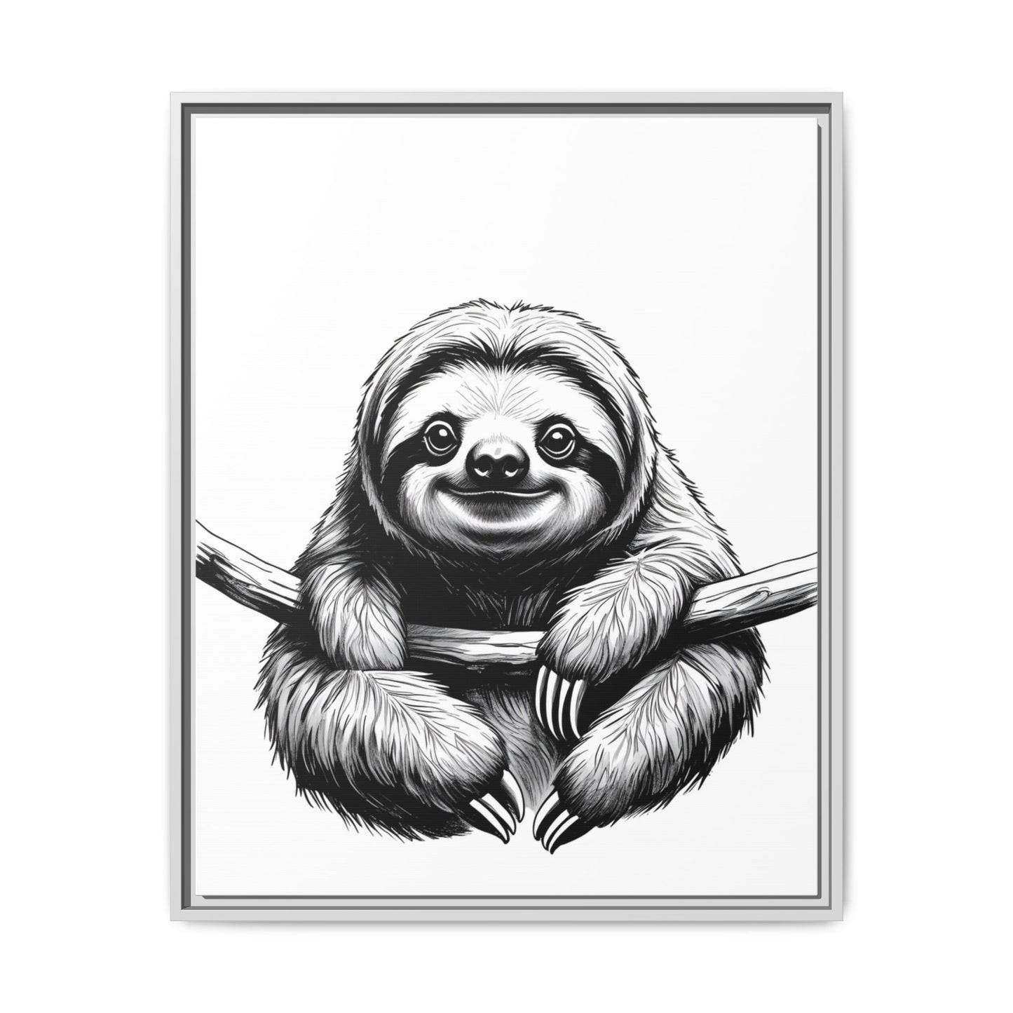 Adorable Sloth Hanging from Tree Branch Black & White Animal Wall Art, Cute Sloth Print, Jungle Theme Nursery Decor, Baby Shower Gift