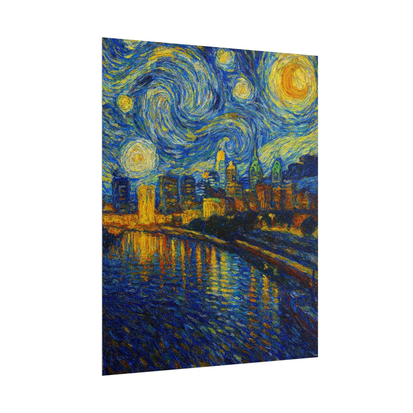Philadelphia Starry Night City Skyline Rolled Poster | Van Gogh Style Print