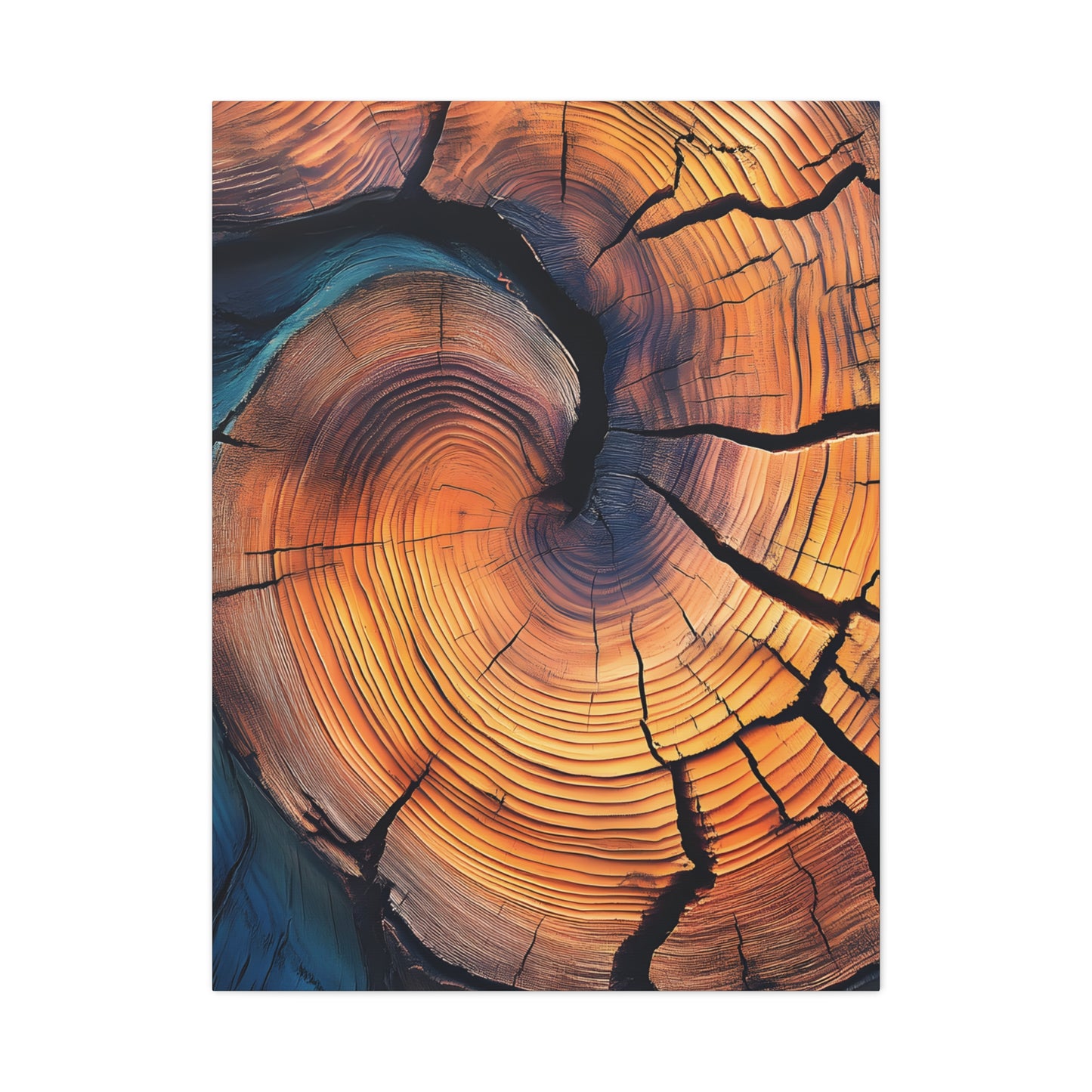 Colorful Wood Ring Canvas Wall Art, Abstract Tree Slice Print, Modern Rustic Decor, Vibrant Tree Rings Art on Canvas, Earthy Boho Wall Print