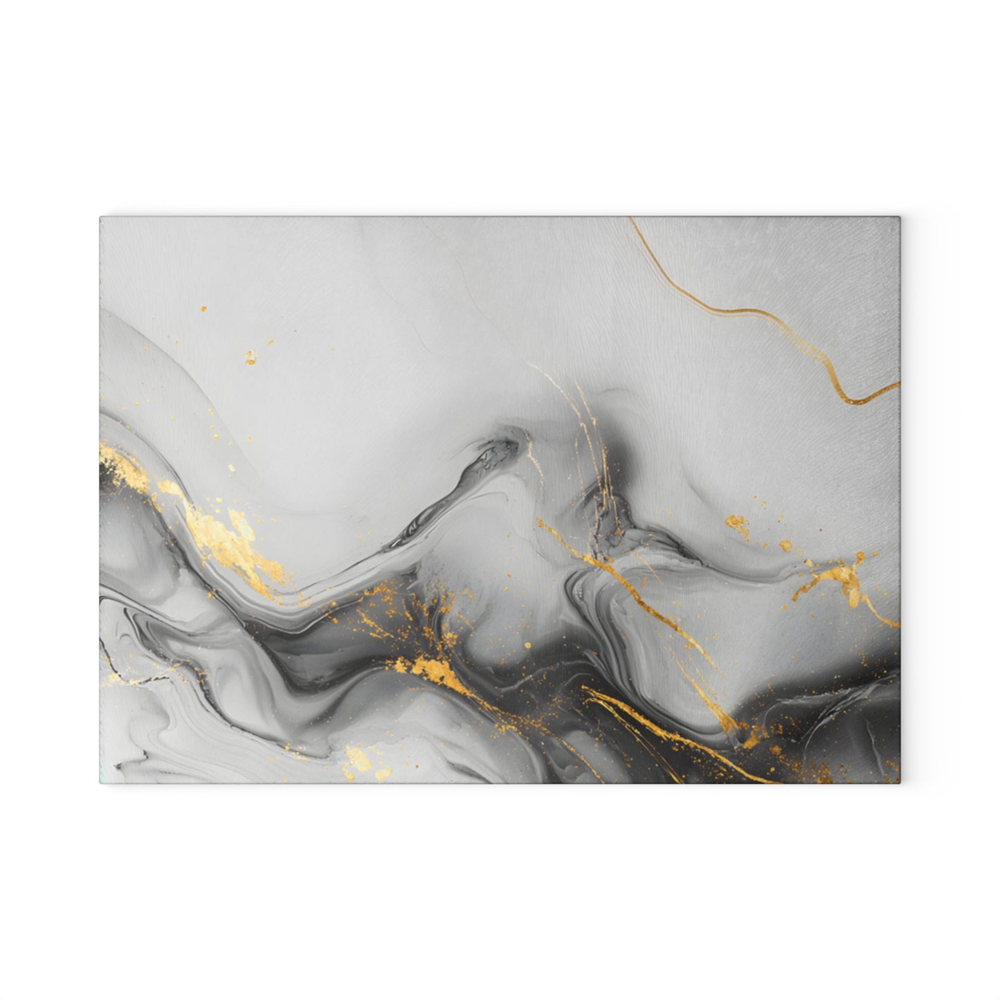 Black White Marble Glass Cutting Board | Gold Accent Kitchen Decor