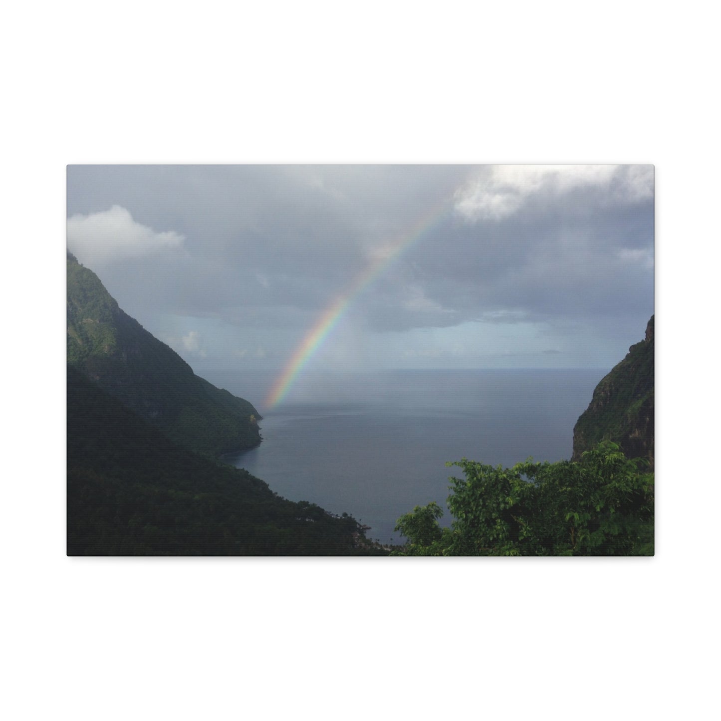 St. Lucia Pitons Rainbow Canvas Art | Caribbean Landscape Photography