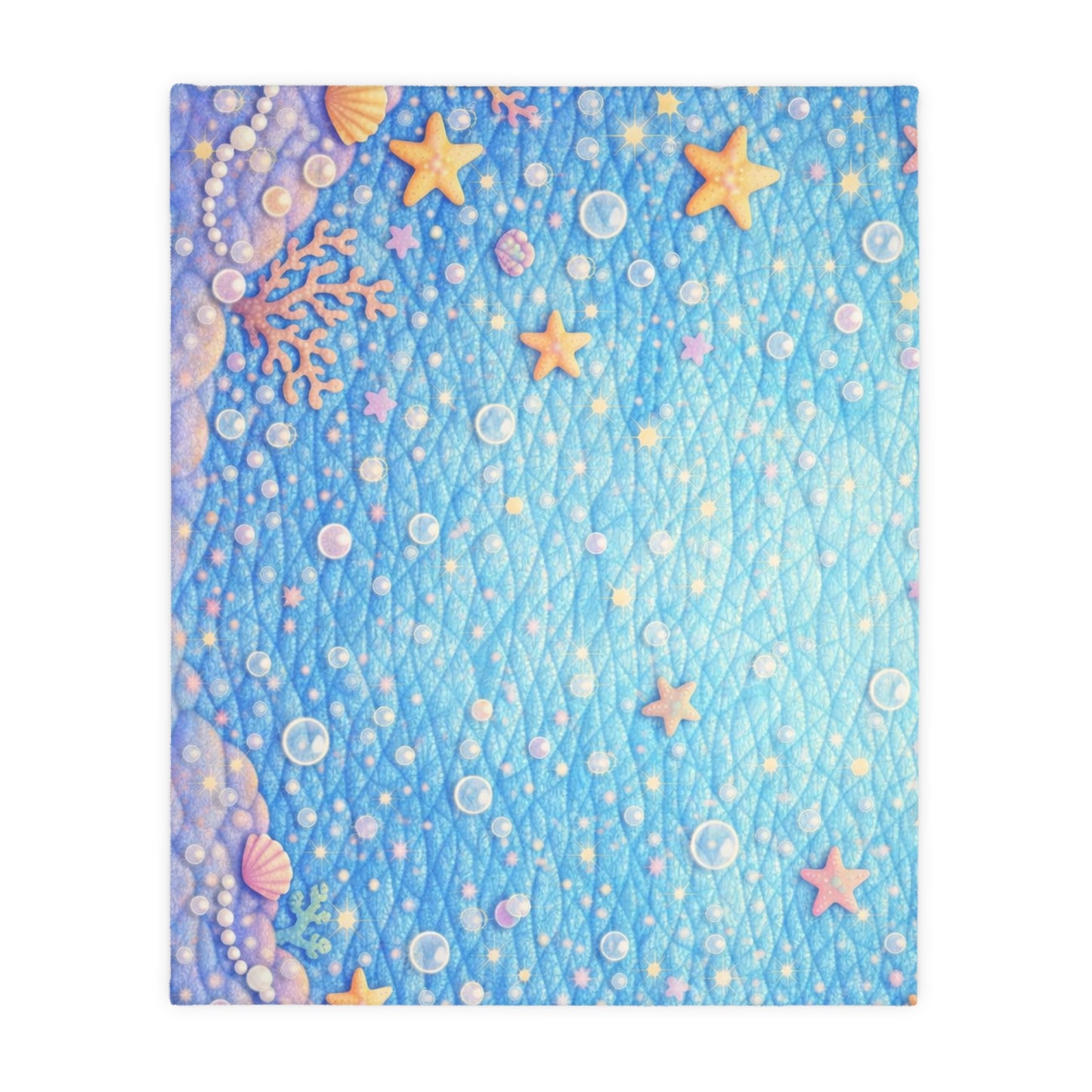 Cute Mermaid Underwater Scene Blanket | Velveteen Microfiber