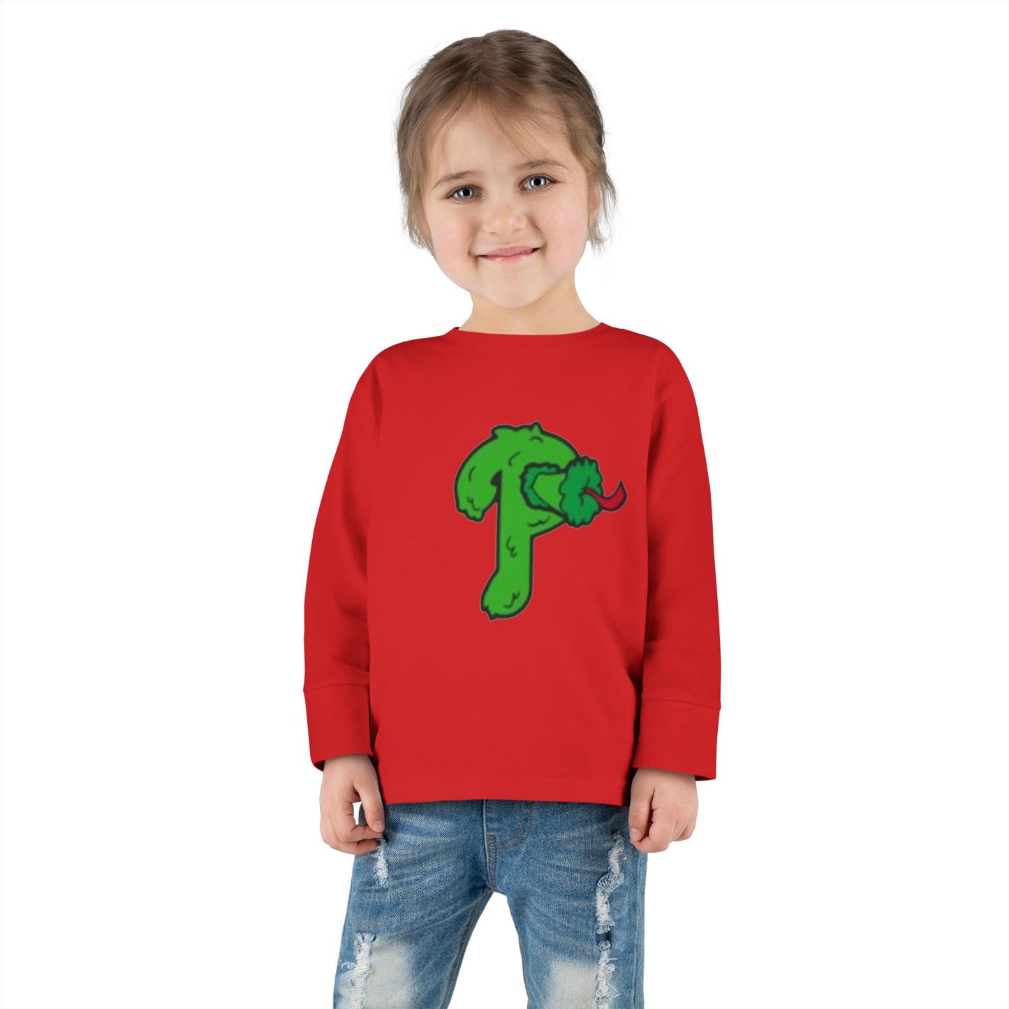 Funny Cartoon Mascot Toddler Long Sleeve Tee | Baseball Fan T-Shirt