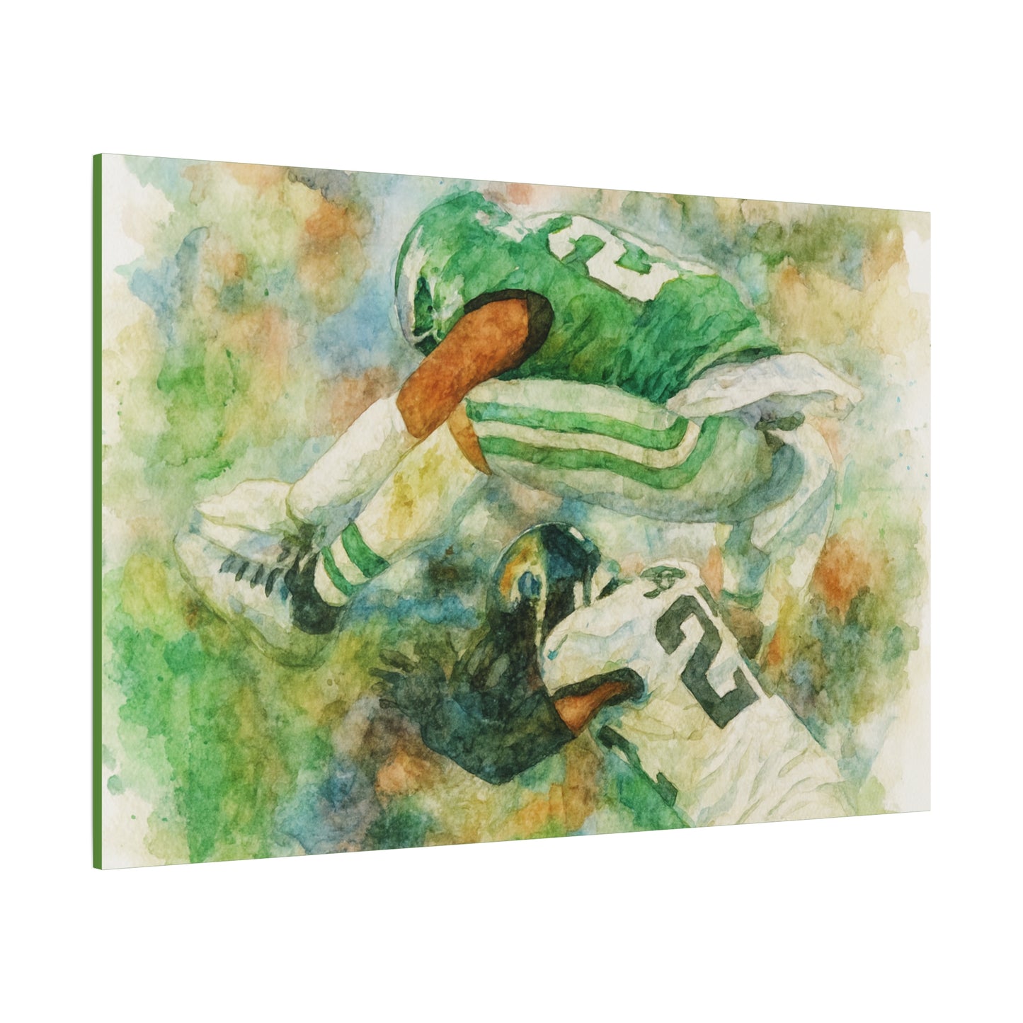 Saquon Barkley Backwards Hurdle Watercolor Canvas | Philadelphia Eagles Football Wall Art Print on 1.25"  Canvas | Game Day Fan Cave Gift