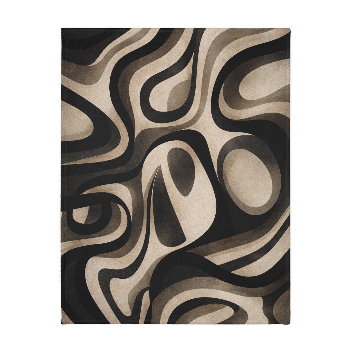 Abstract Retro Swirl Blanket – Neutral Modern Pattern Cozy Throw