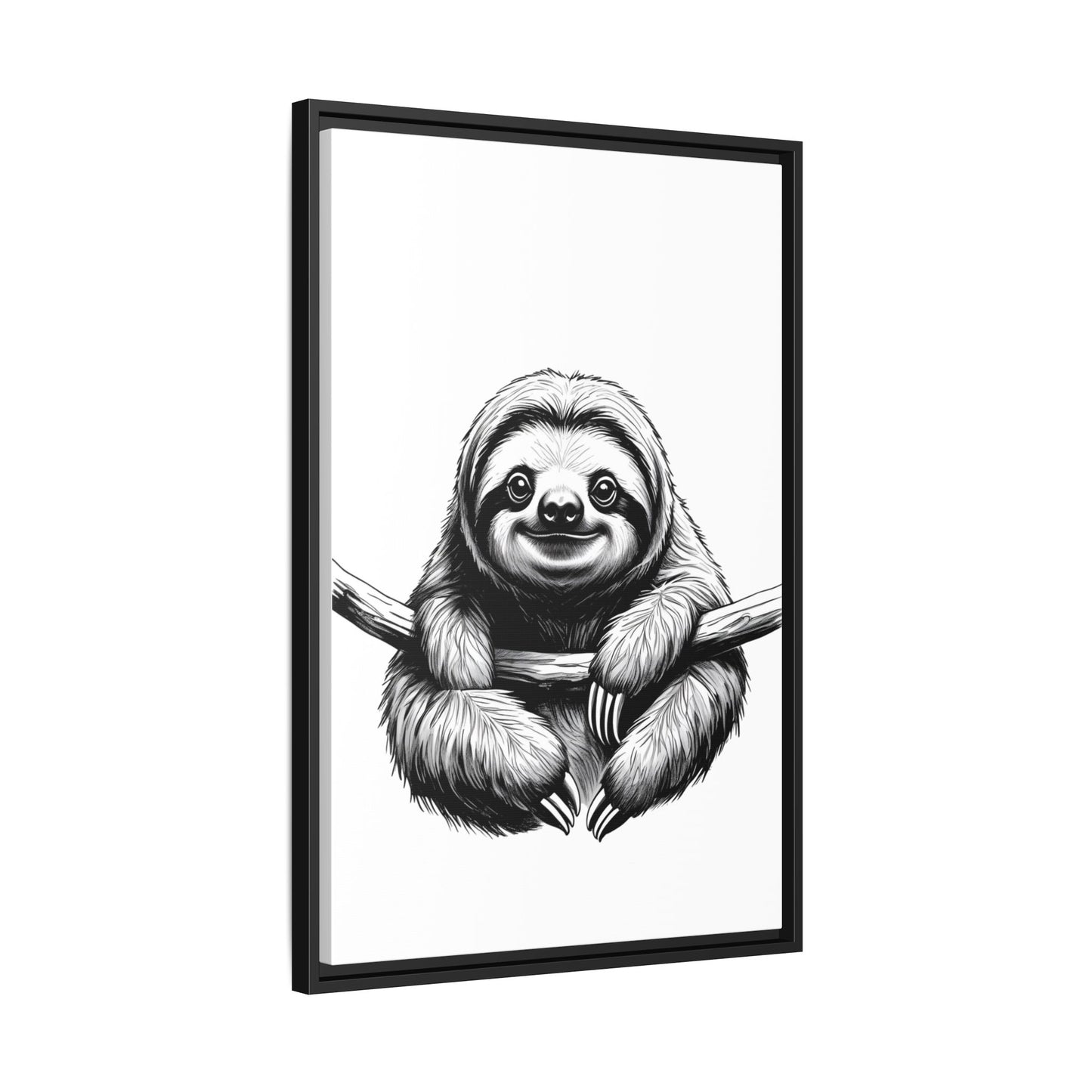 Adorable Sloth Hanging from Tree Branch Black & White Animal Wall Art, Cute Sloth Print, Jungle Theme Nursery Decor, Baby Shower Gift