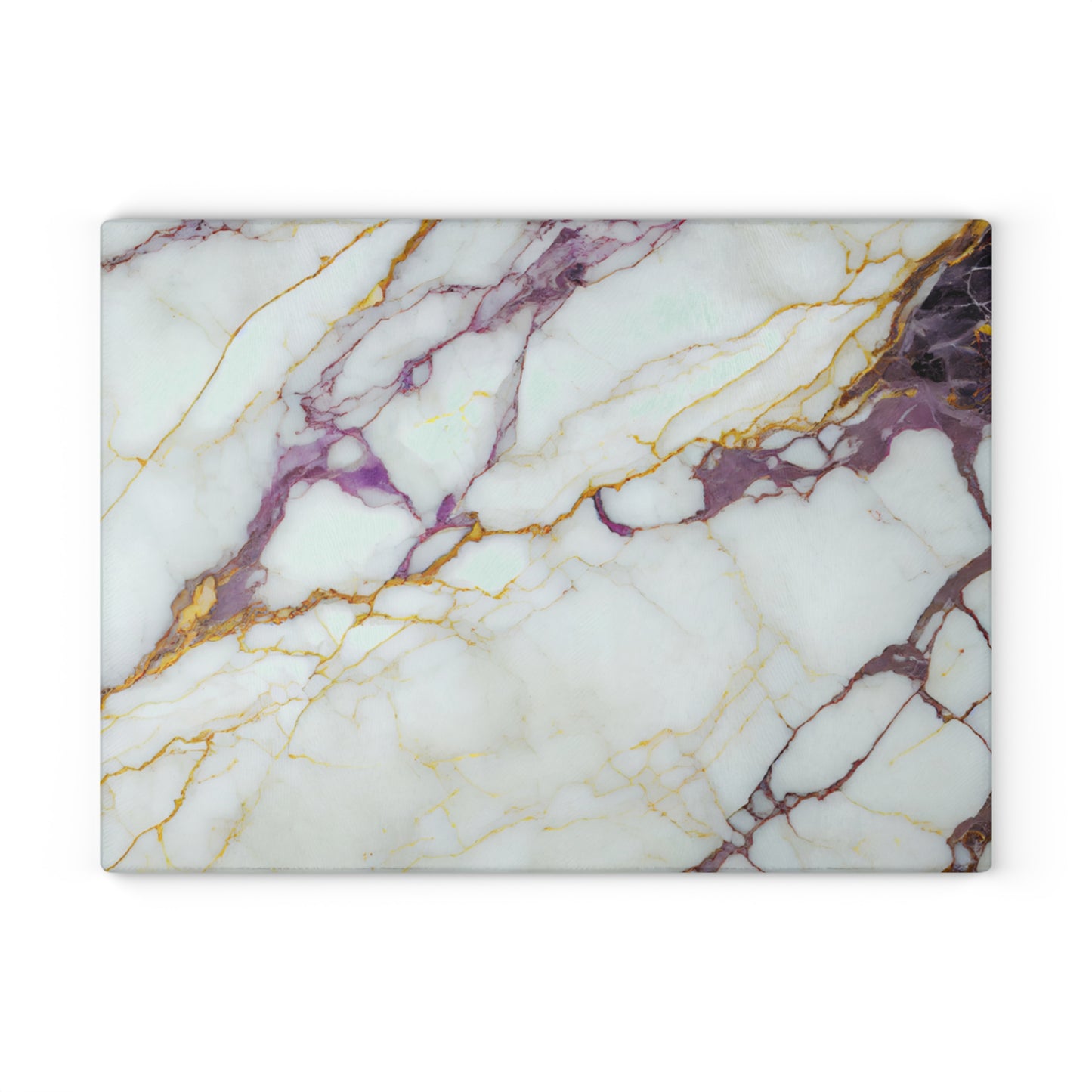 White Marble Glass Cutting Board | Gold Vein Kitchen Decor