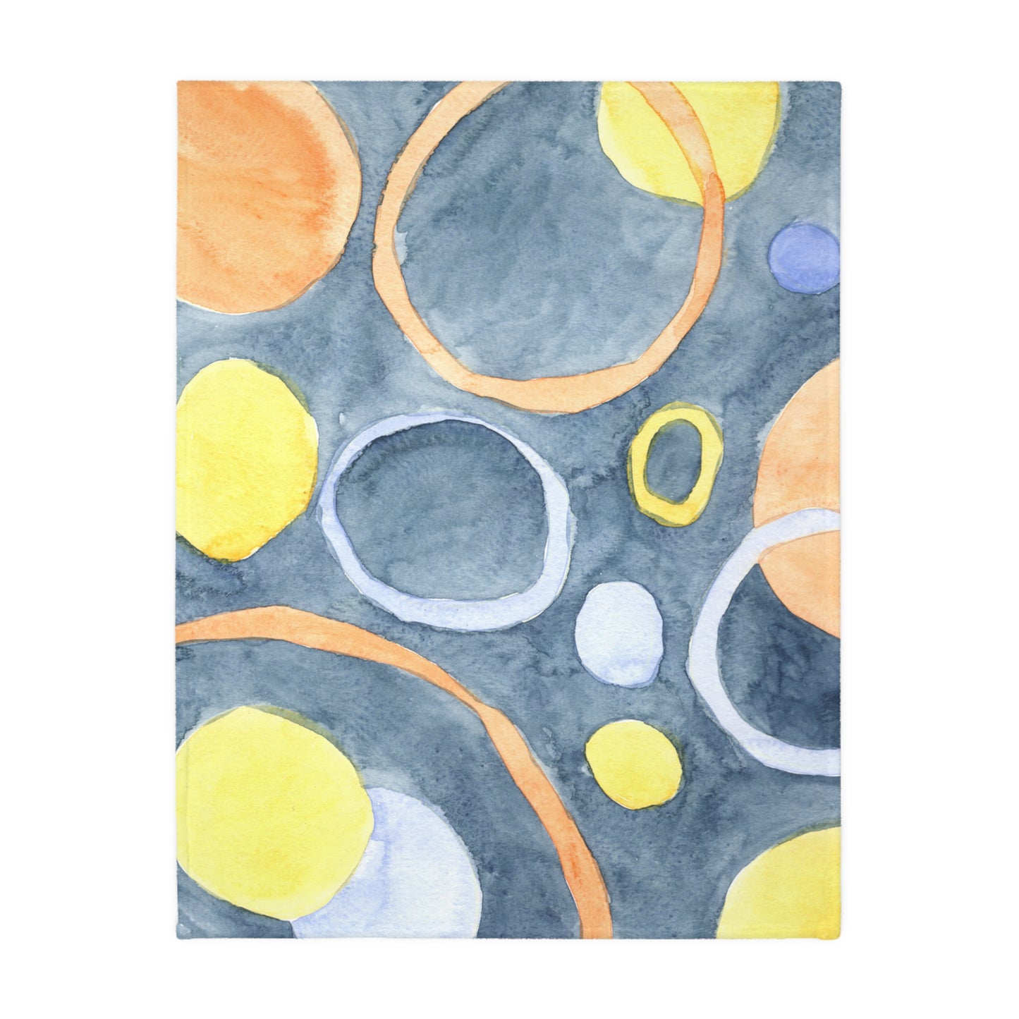 Abstract Watercolor Circles Blanket | Yellow Orange Blue Modern Pattern