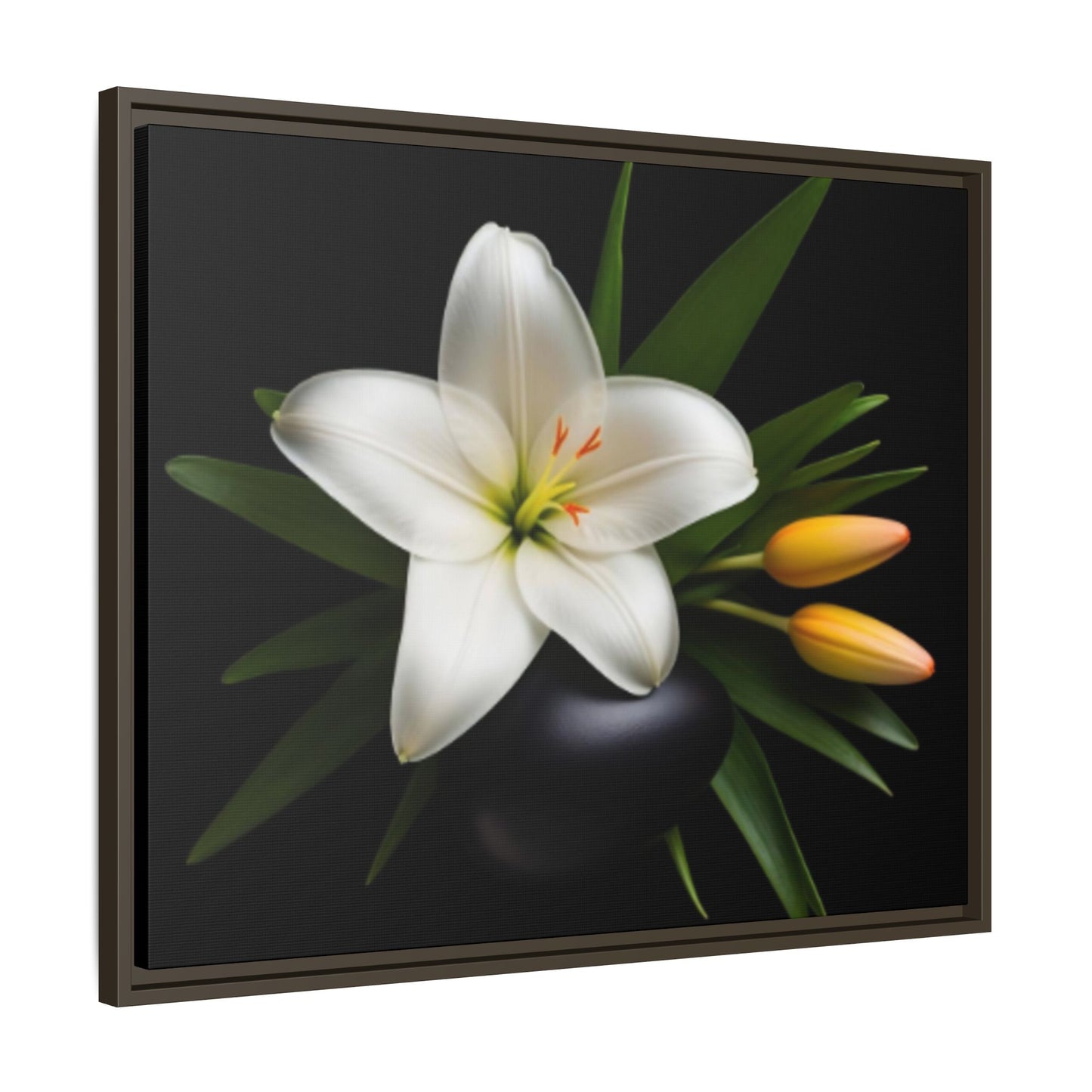 White Lily Wall Art Canvas Print Framed | Elegant Floral Wall Decor for Bedroom, Living Room, Bathroom