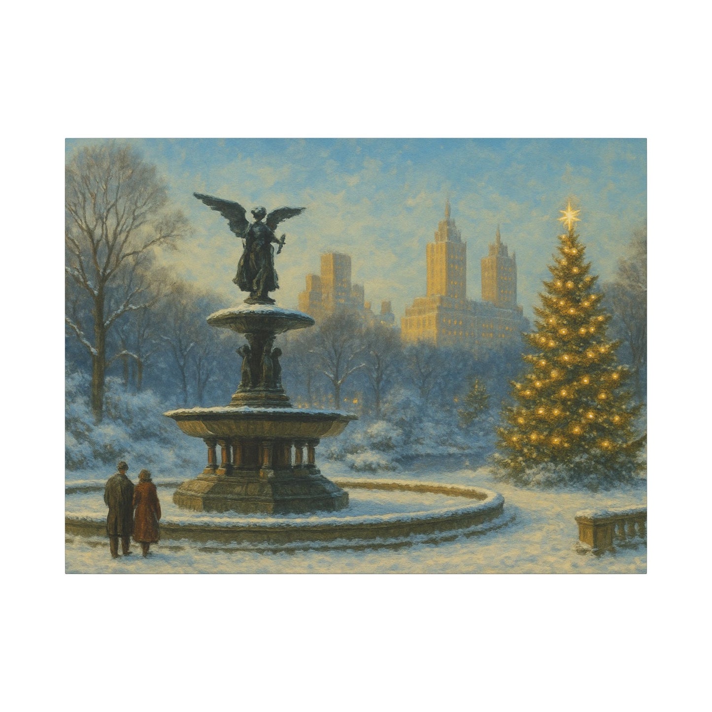 Vintage Christmas's Canvas, Bethesda Terrace Christmas Canvas Print, Central Park NYC  Art