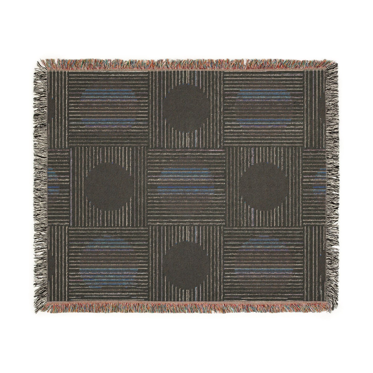 Yellow Circle Woven Throw Blanket | Mid-Century Modern Boho Decor