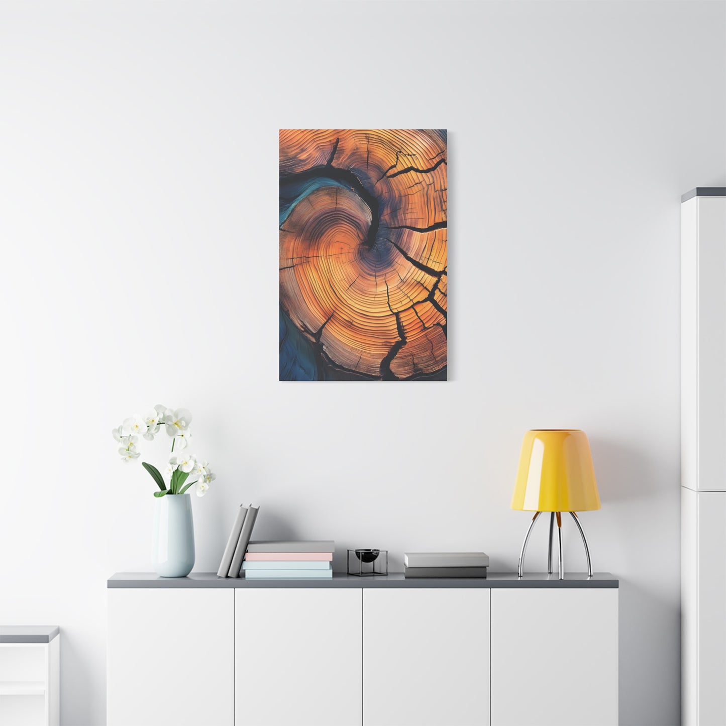 Colorful Wood Ring Canvas Wall Art, Abstract Tree Slice Print, Modern Rustic Decor, Vibrant Tree Rings Art on Canvas, Earthy Boho Wall Print