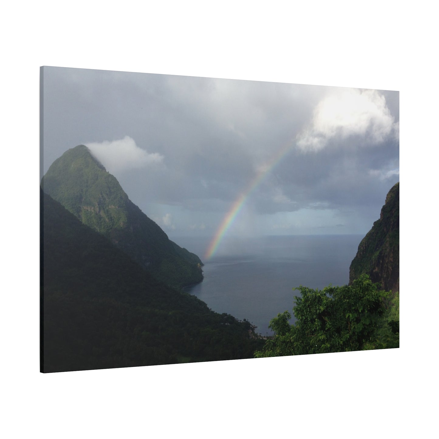 St. Lucia Pitons Rainbow Canvas Art | Caribbean Landscape Photography