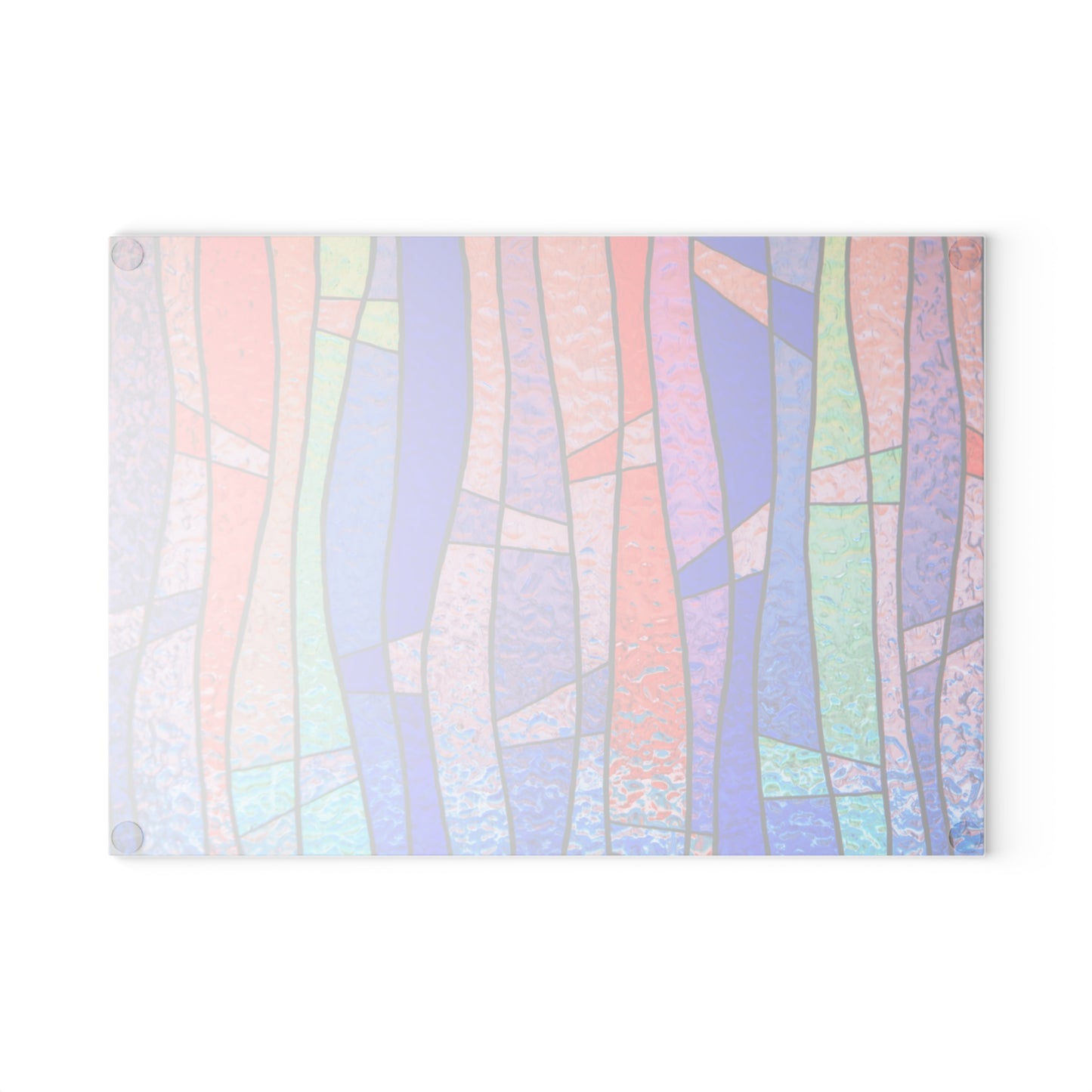 Stained Glass Waves Glass Cutting Board | Colorful Abstract Kitchen Decor