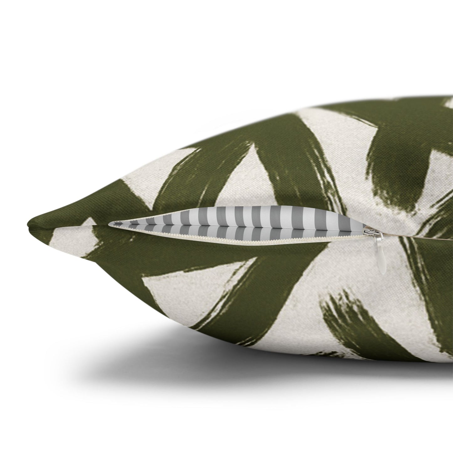Throw Pillow Cover, Green Graffiti Brush Strokes Square Pillowcase Cover