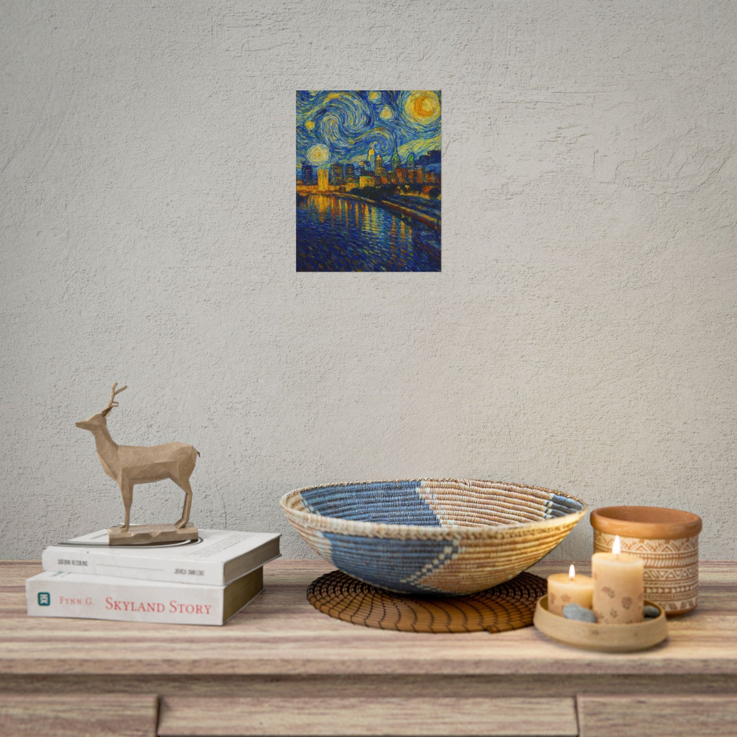 Philadelphia Starry Night City Skyline Rolled Poster | Van Gogh Style Print