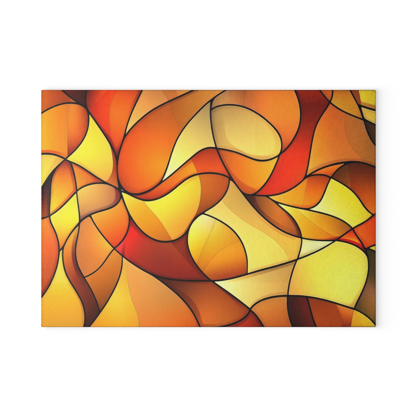 Orange Stained Glass Swirl Cutting Board | Autumn Kitchen Decor