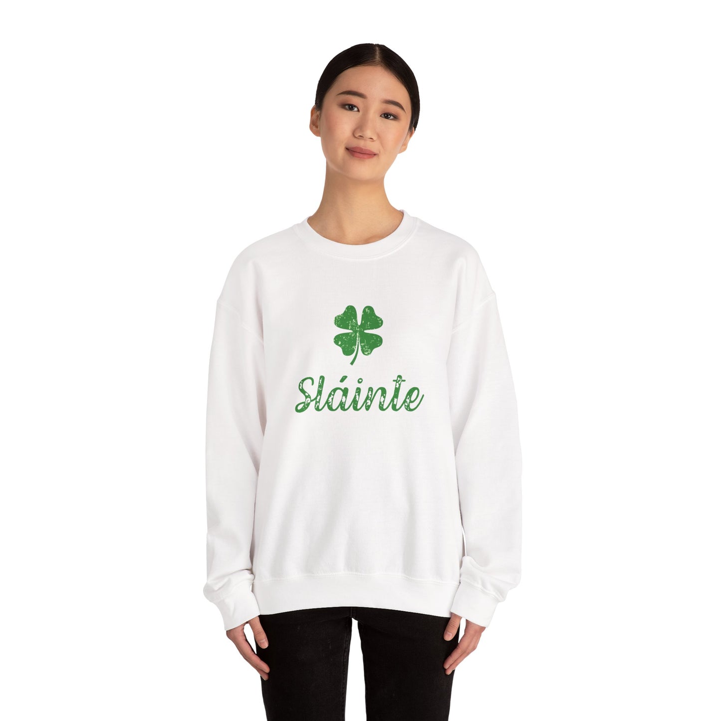 Sláinte Irish Sweatshirt – St Patrick’s Day Shamrock Crewneck – Irish Cheers Shirt – Lucky Clover St Paddy’s Day Sweatshirt