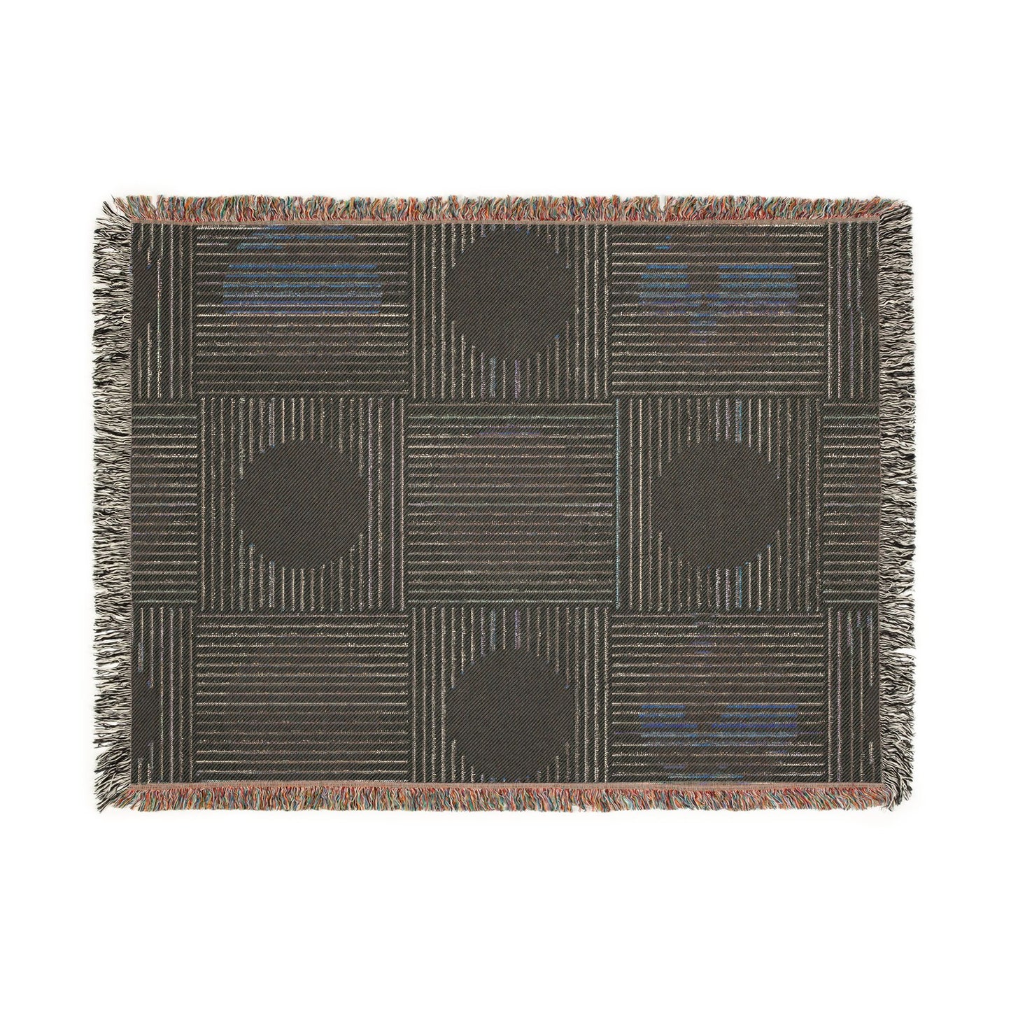 Yellow Circle Woven Throw Blanket | Mid-Century Modern Boho Decor