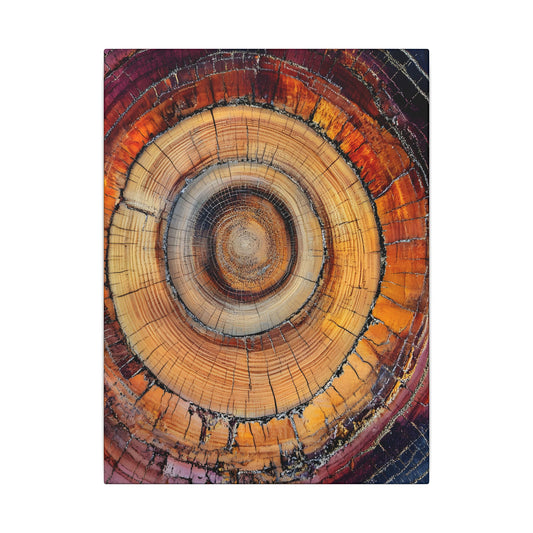 Close-up of a tree stump with concentric rings on a white background