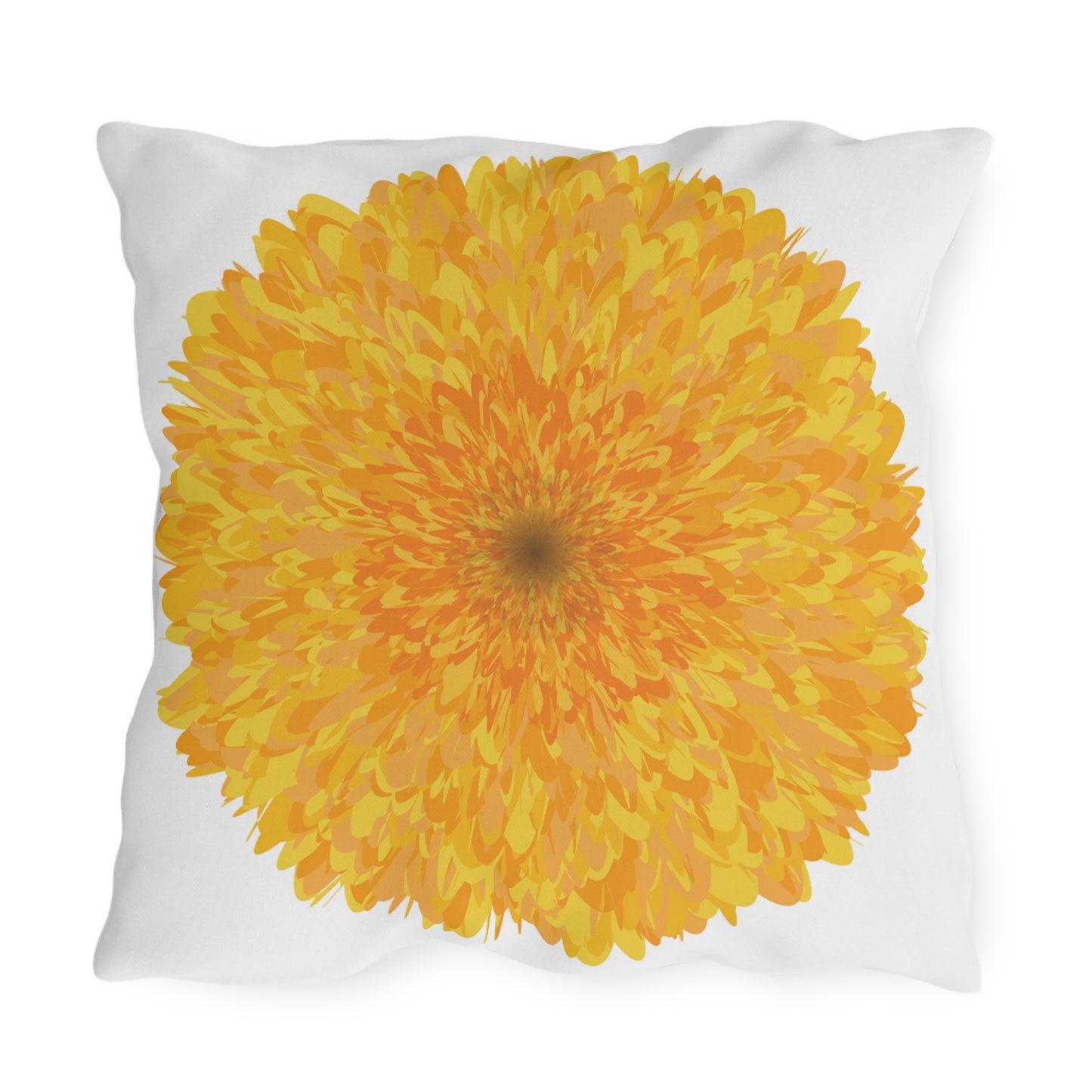 Orange Marigold Outdoor Throw Pillow | Vibrant Floral Patio Cushion
