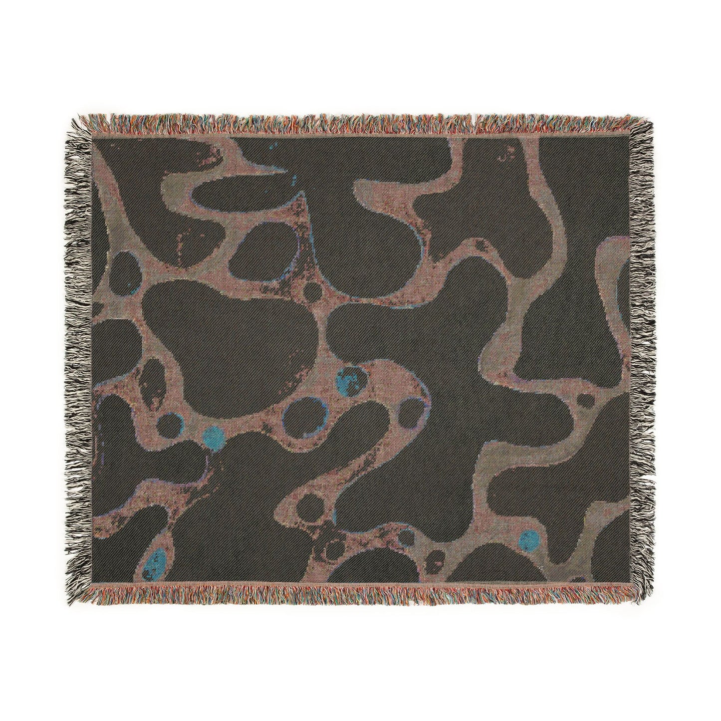 Abstract Blue & Yellow Woven Throw Blanket | Mid-Century Modern Decor