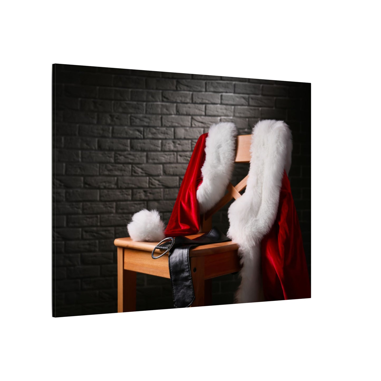 Canvas Wall Art, Santa Claus Belt Jacket Hat Festive Holiday Decor, Christmas Print