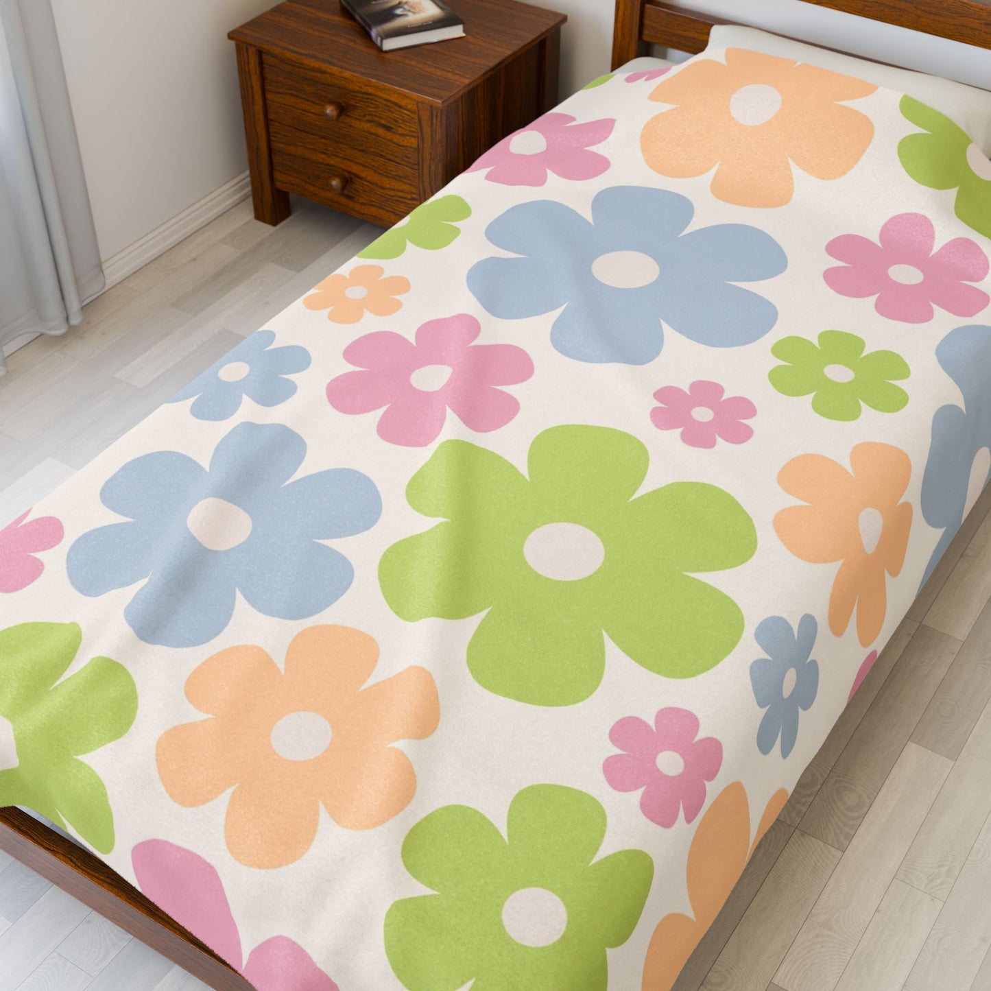 Flower Power Velveteen Plush Blanket | Y2K Colorful Floral Throw | Cozy Spring Home Décor Gift
