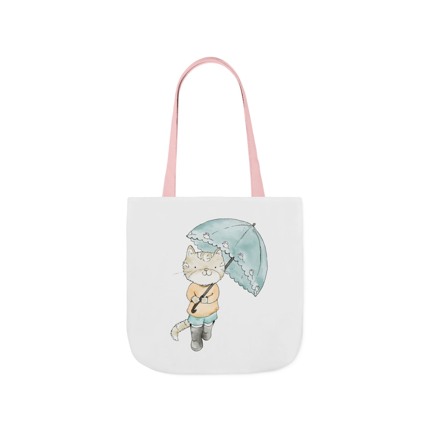 Cat Lover Tote Bag Cute Kitty with Umbrella Rain Boots Cat Lover Eco Tote Bag