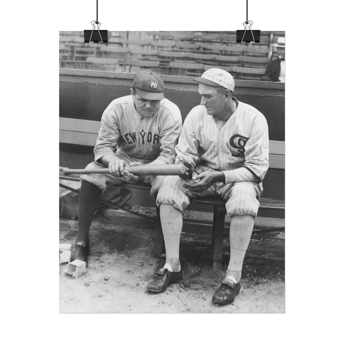 Babe Ruth & Shoeless Joe Jackson Vintage Baseball Poster, Classic Sports Photography Wall Art, Historic MLB Legends Print for Man Cave