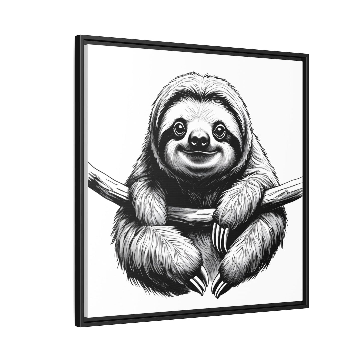Adorable Sloth Hanging from Tree Branch Black & White Animal Wall Art, Cute Sloth Print, Jungle Theme Nursery Decor, Baby Shower Gift