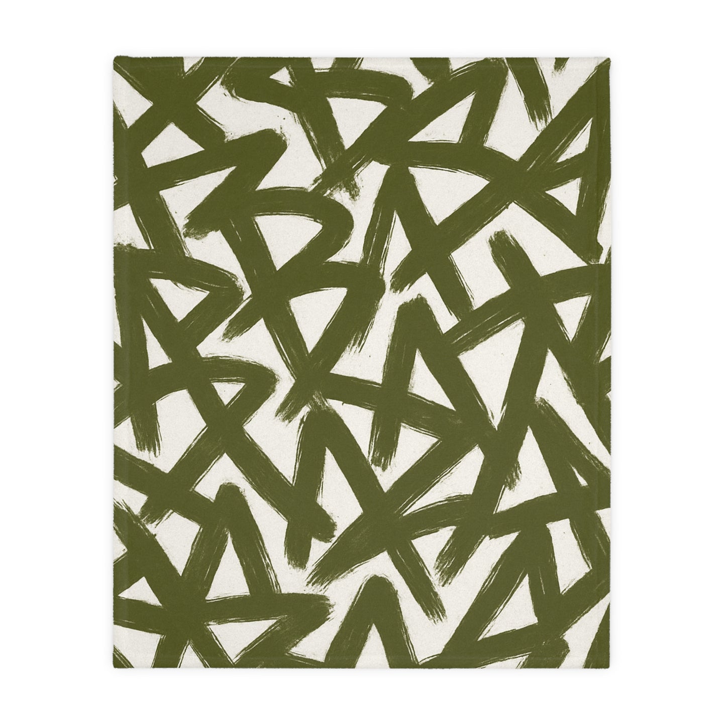Olive Brushstroke Star Pattern Blanket | Abstract Graffiti Throw