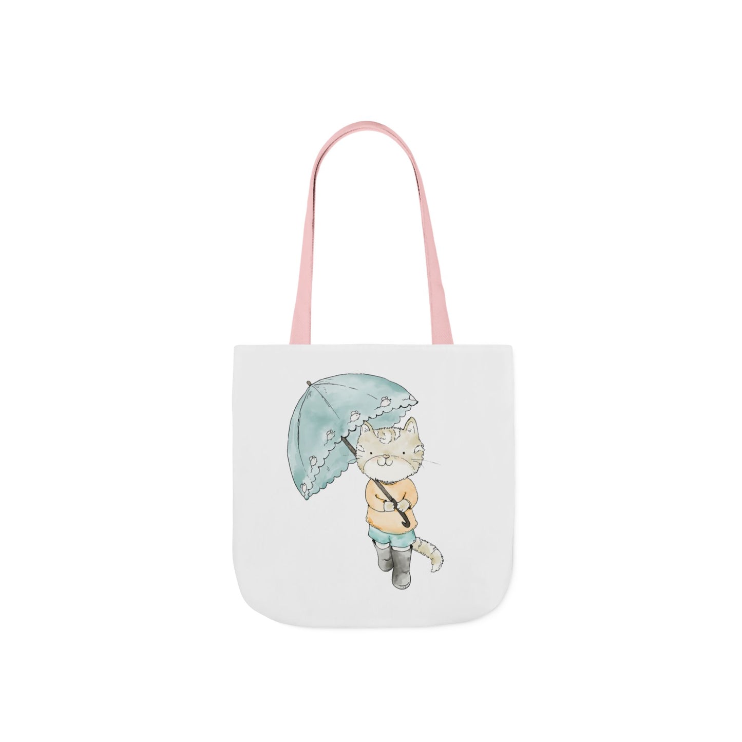 Cat Lover Tote Bag Cute Kitty with Umbrella Rain Boots Cat Lover Eco Tote Bag