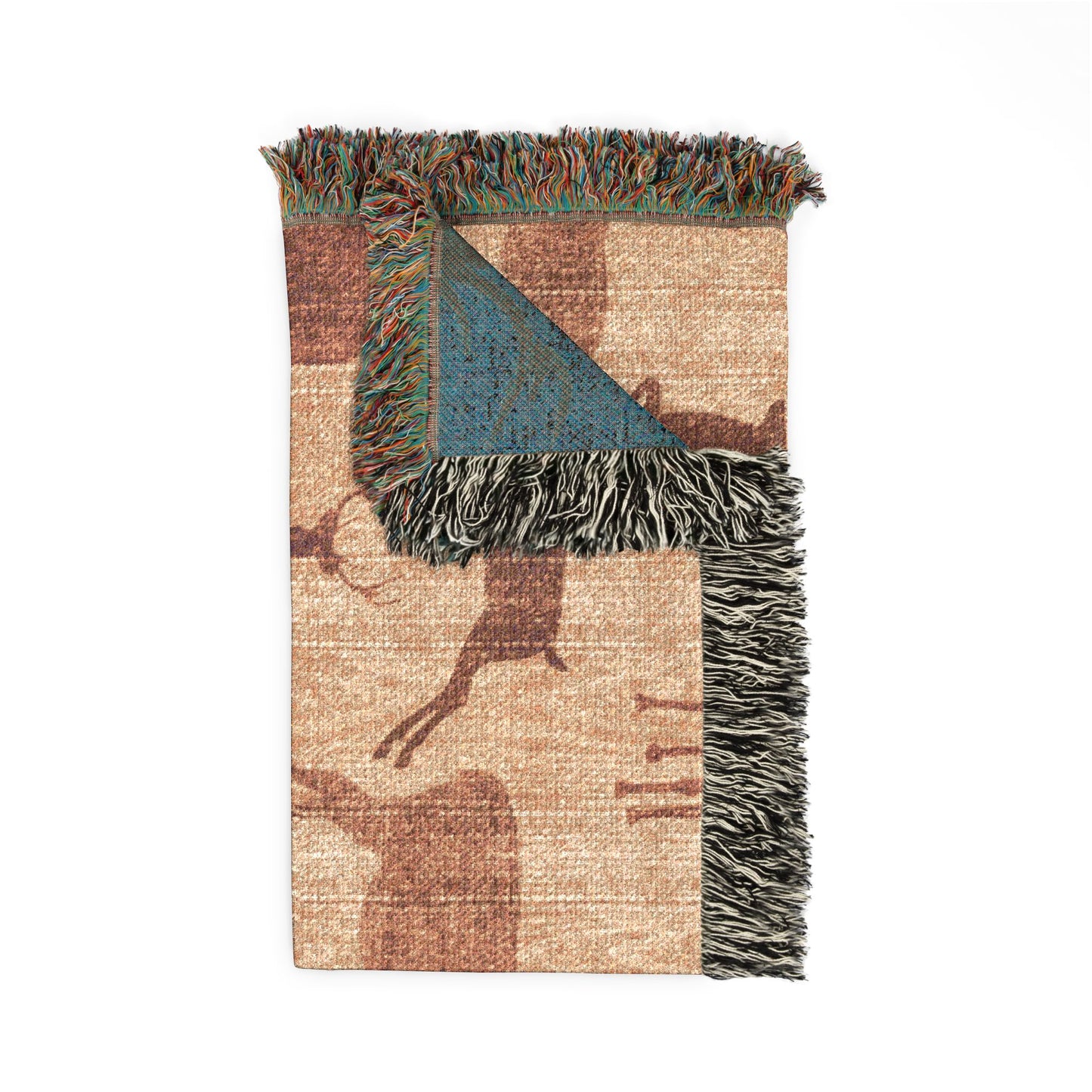 Rustic Reindeer Woven Throw Blanket | Cozy Lodge Cabin Decor | Winter Woodland Home Accent