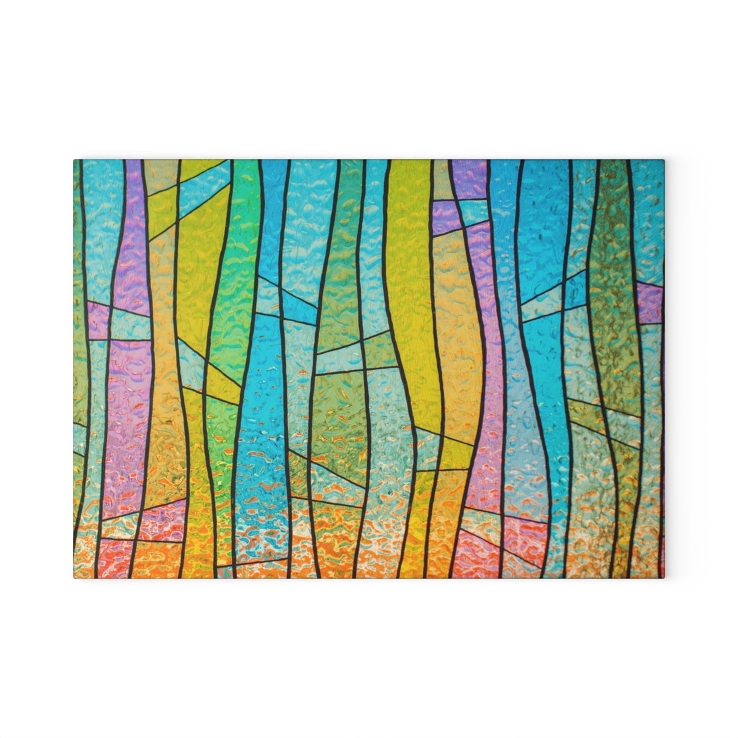 Stained Glass Stripe Glass Cutting Board | Colorful Kitchen Decor