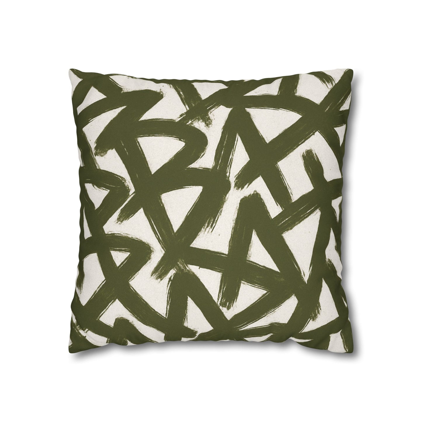 Throw Pillow Cover, Green Graffiti Brush Strokes Square Pillowcase Cover