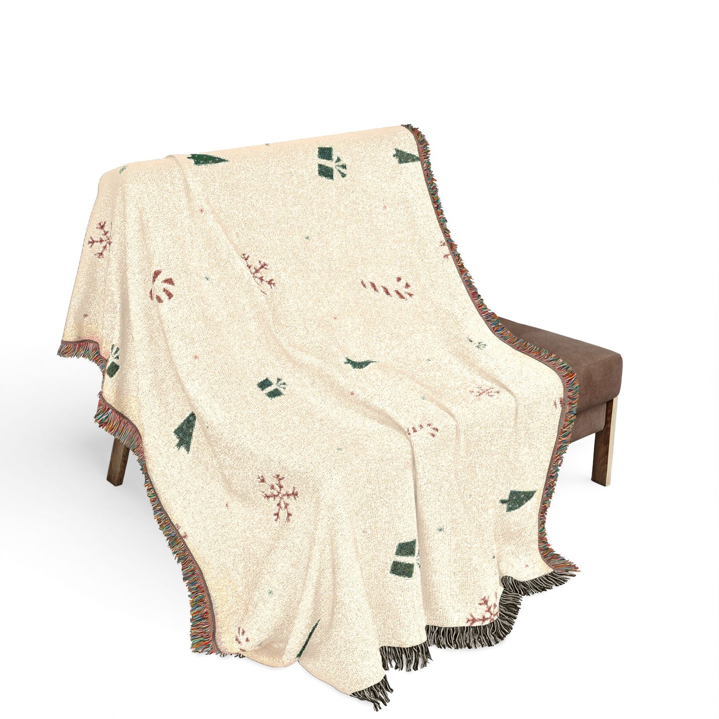 Christmas Trees & Candy Cane Woven Throw Blanket | Cozy Holiday Decor