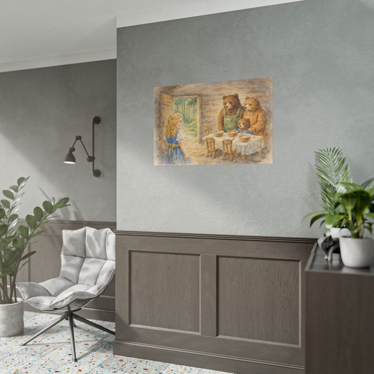 Goldilocks and the Three Bears Rolled Poster - Vintage Storybook Nursery Art Print