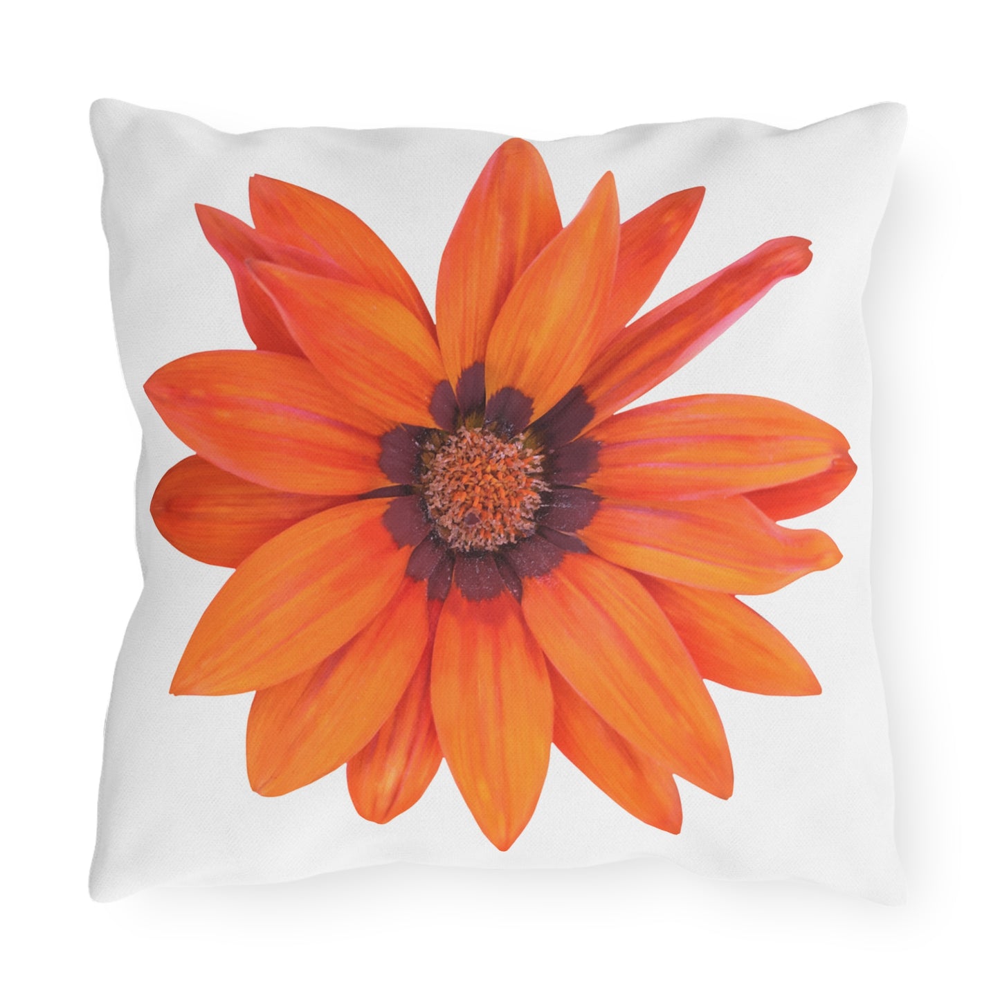 Bright Orange Flower Outdoor Throw Pillow | Floral Garden Patio Cushion