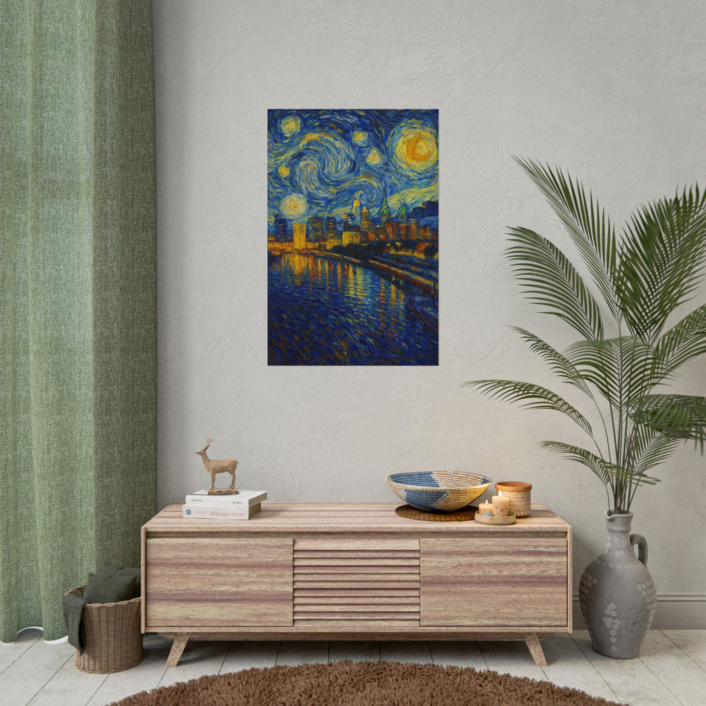 Philadelphia Starry Night City Skyline Rolled Poster | Van Gogh Style Print
