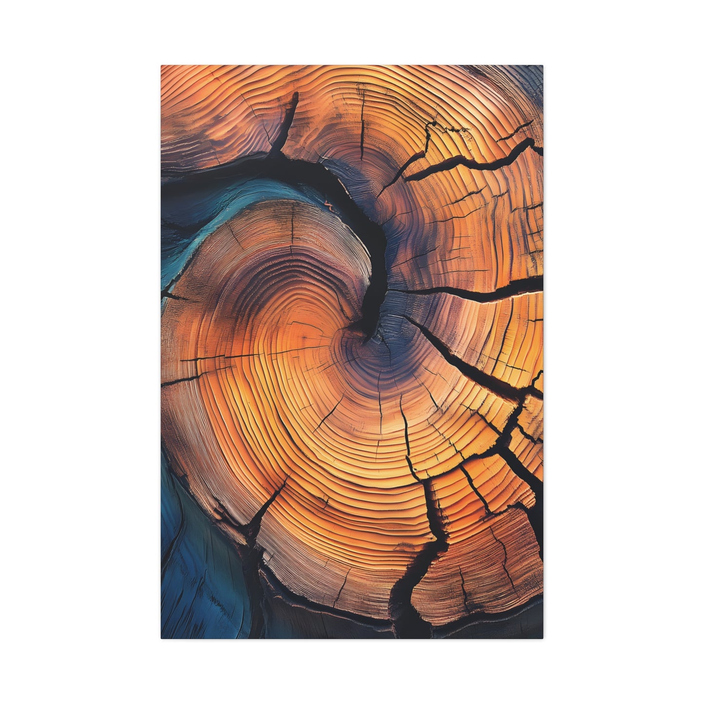 Colorful Wood Ring Canvas Wall Art, Abstract Tree Slice Print, Modern Rustic Decor, Vibrant Tree Rings Art on Canvas, Earthy Boho Wall Print