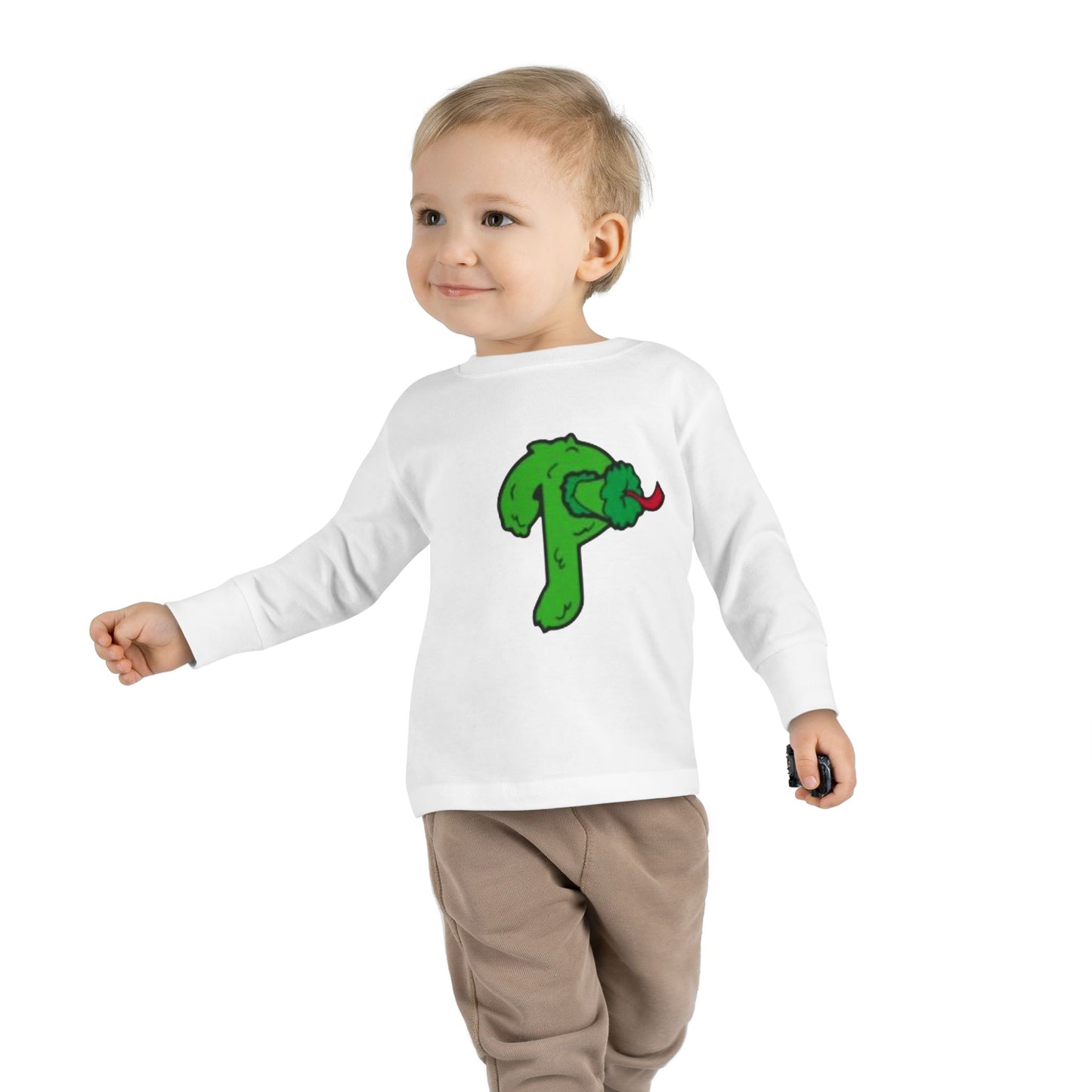 Funny Cartoon Mascot Toddler Long Sleeve Tee | Baseball Fan T-Shirt