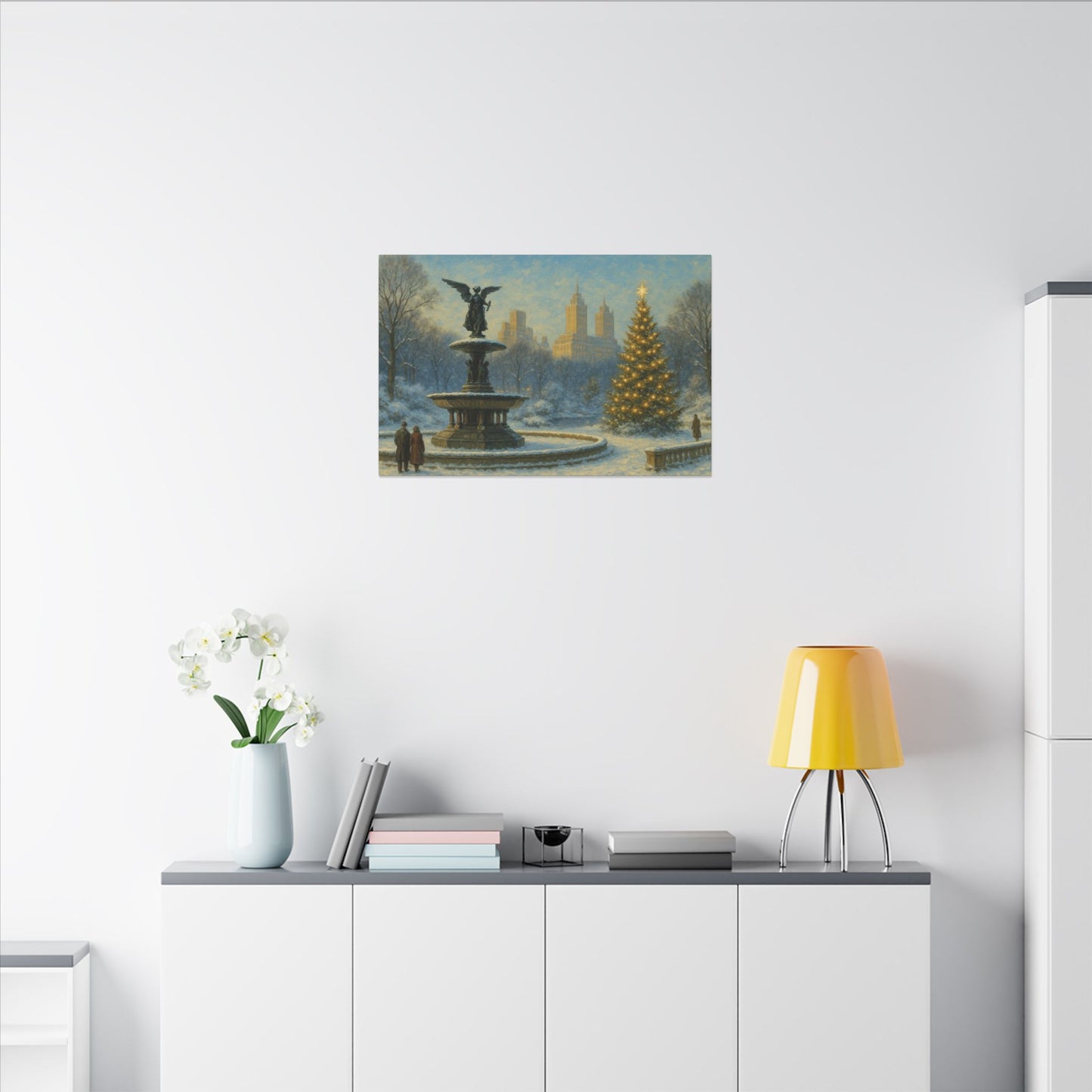 Vintage Christmas's Canvas, Bethesda Terrace Christmas Canvas Print, Central Park NYC  Art