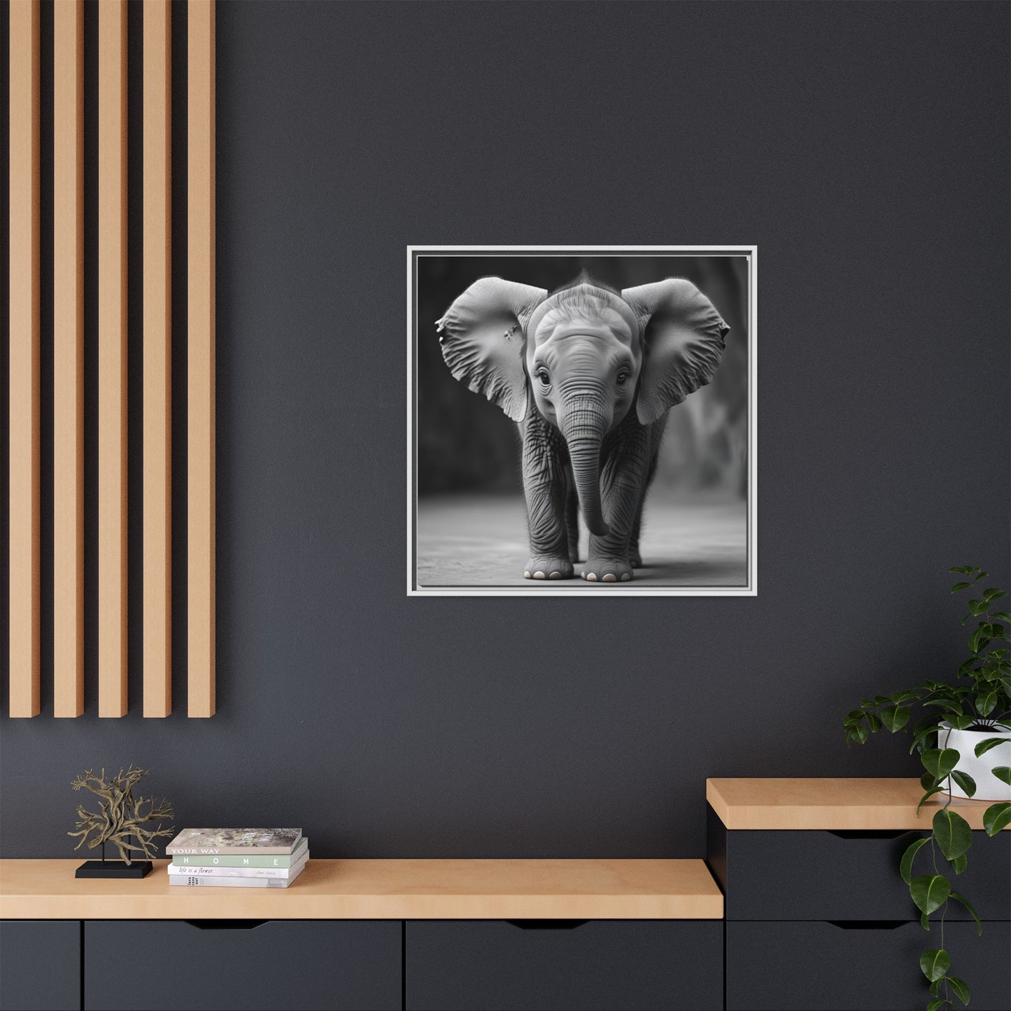 Adorable Baby Elephant Wall Art Black & White Wildlife Photography Print, Cute Safari Animal Home Decor, Elephant Lover Gift