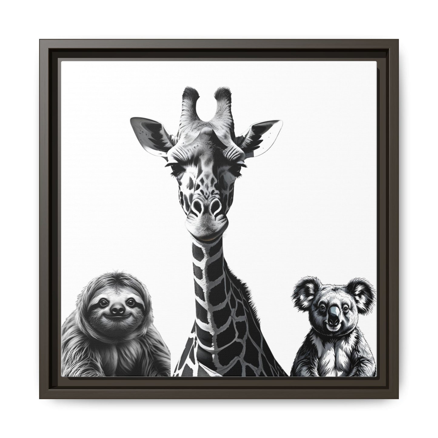 playful animal giraffe, sloth, koala print