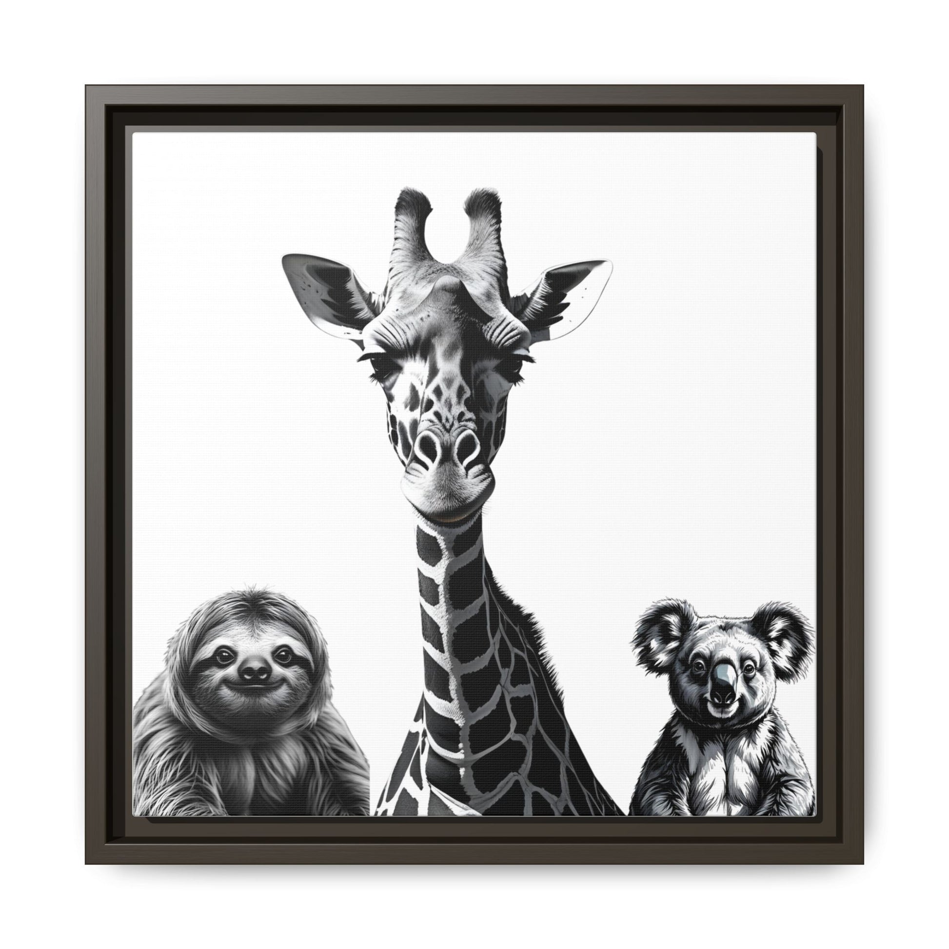 playful animal giraffe, sloth, koala print