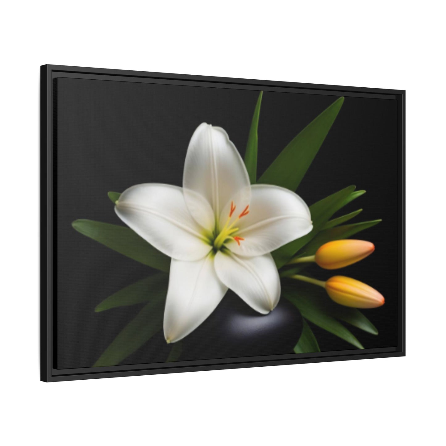 White Lily Wall Art Canvas Print Framed | Elegant Floral Wall Decor for Bedroom, Living Room, Bathroom